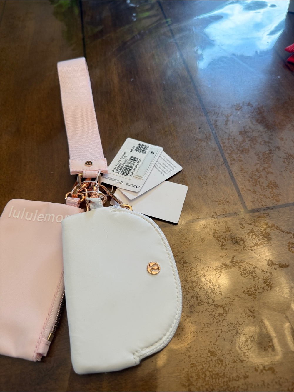 *NWT* Lululemon athletica Pink and White Rose Gold Wristlet set- - Picture 2 of 3